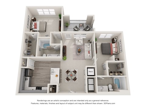2 Bed 2 Baths Ramseur Floor Plan | 1,297 Sq. Ft. at Ellis Station, Durham, NC